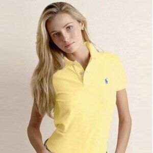 NEW Polo Ralph Lauren Polo Shirt!  Light Yellow  Blue Polo Player  Boyfriend Fit